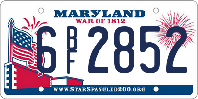 MD license plate 6BF2852