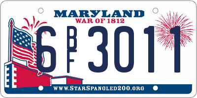 MD license plate 6BF3011