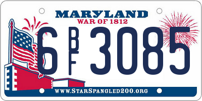 MD license plate 6BF3085