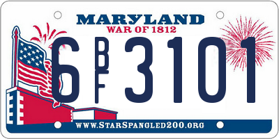 MD license plate 6BF3101