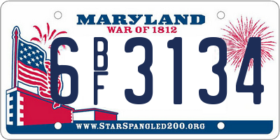 MD license plate 6BF3134