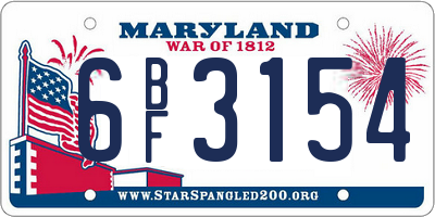 MD license plate 6BF3154