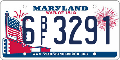 MD license plate 6BF3291