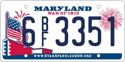 MD license plate 6BF3351