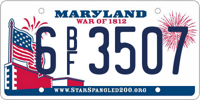 MD license plate 6BF3507