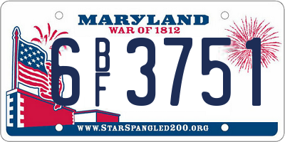MD license plate 6BF3751