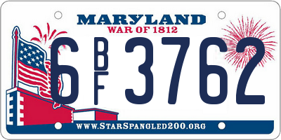 MD license plate 6BF3762