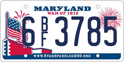 MD license plate 6BF3785
