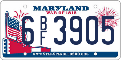 MD license plate 6BF3905