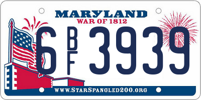 MD license plate 6BF3939