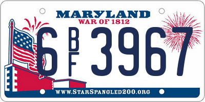 MD license plate 6BF3967