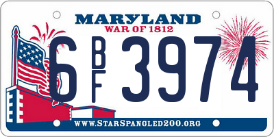 MD license plate 6BF3974