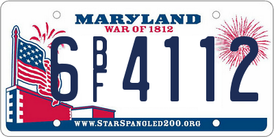 MD license plate 6BF4112