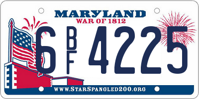 MD license plate 6BF4225