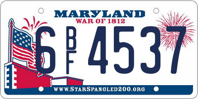 MD license plate 6BF4537