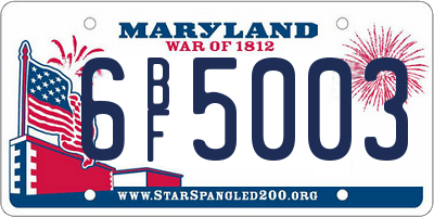 MD license plate 6BF5003