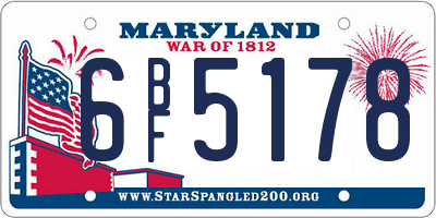 MD license plate 6BF5178