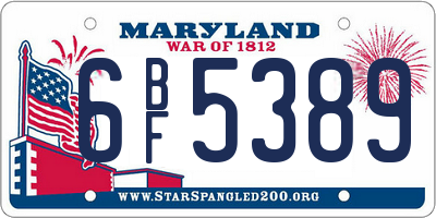 MD license plate 6BF5389