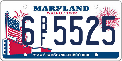 MD license plate 6BF5525