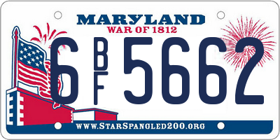 MD license plate 6BF5662