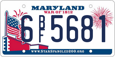 MD license plate 6BF5681