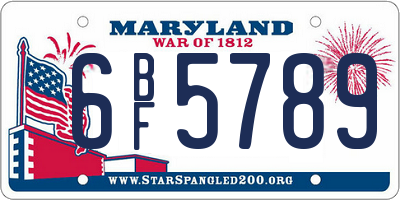 MD license plate 6BF5789