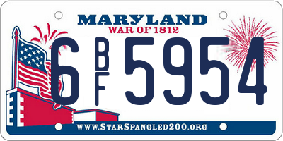 MD license plate 6BF5954