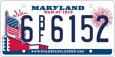 MD license plate 6BF6152