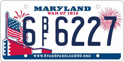 MD license plate 6BF6227