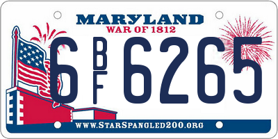 MD license plate 6BF6265
