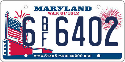 MD license plate 6BF6402