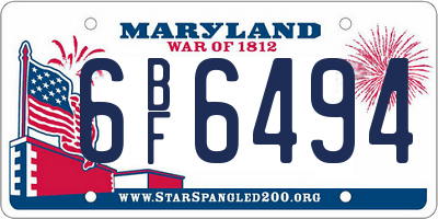 MD license plate 6BF6494