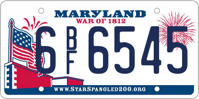 MD license plate 6BF6545