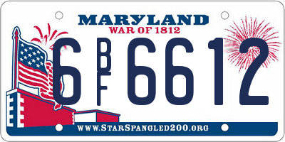MD license plate 6BF6612