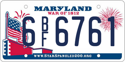 MD license plate 6BF6761
