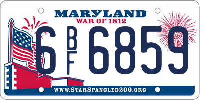 MD license plate 6BF6859