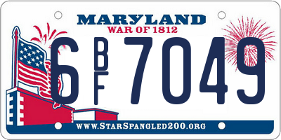 MD license plate 6BF7049