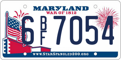 MD license plate 6BF7054
