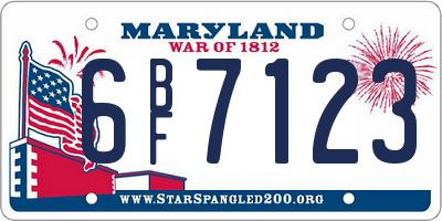 MD license plate 6BF7123