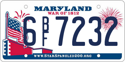 MD license plate 6BF7232