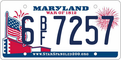 MD license plate 6BF7257
