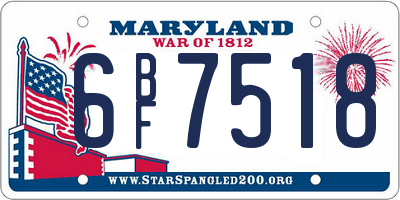 MD license plate 6BF7518