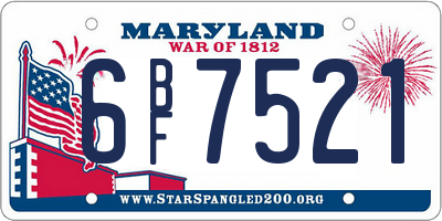 MD license plate 6BF7521
