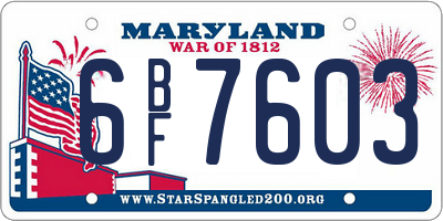 MD license plate 6BF7603