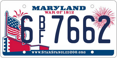 MD license plate 6BF7662