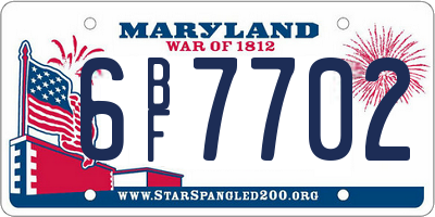 MD license plate 6BF7702