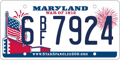 MD license plate 6BF7924