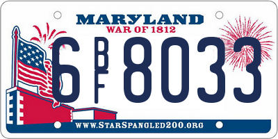 MD license plate 6BF8033