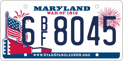 MD license plate 6BF8045