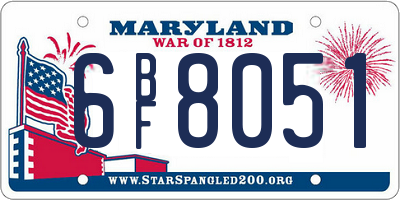 MD license plate 6BF8051